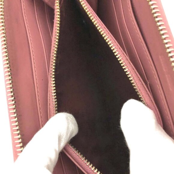 (L1) Authentic Miu Miu Wallet Long Embossed Pink Leather Luxury Vintage Designer - Picture 6 of 9